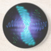 Moderne geluidsgolven met neongloed zandsteen onderzetter (Voorkant)