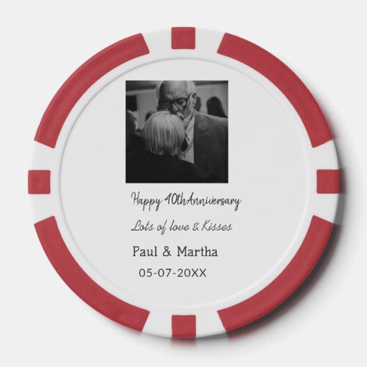 Moderne gelukkige 40ste verjaardag voeg naam datum poker chips (Voorkant)