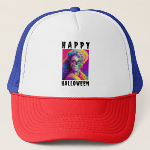 MODERNE GELUKKIGE HALLOWEEN KLEURRIJKE Schedel Aan Trucker Pet