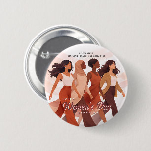 Moderne gelukkige Internationale Vrouwendag vierin Ronde Button 5,7 Cm