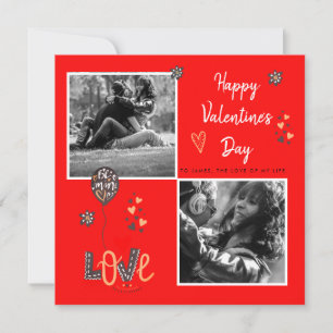 Moderne Gelukkige Valentijnsdag Foto Liefde Rood Feestdagenkaart