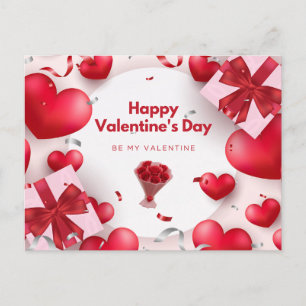 Moderne Gelukkige Valentijnsdag met Rode Warmte Briefkaart