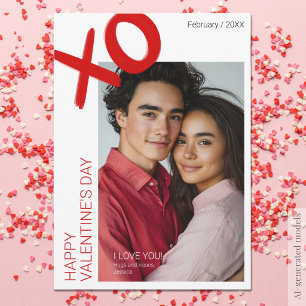 Moderne gelukkige Valentijnsdag Xoxo Koppel Foto Feestdagenkaart