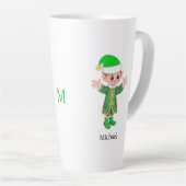 Moderne Geluks-Elf met Tekst en Monogram Latte Mok (Rechterhoek)