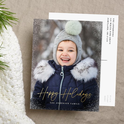 Moderne geluksvensen script foto folie feestdagen briefkaart