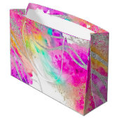 Moderne gemarmerde glitter kleurrijke verjaardag groot cadeauzakje (Achterkant Gekanteld)