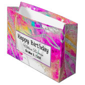 Moderne gemarmerde glitter kleurrijke verjaardag groot cadeauzakje (Voorkant Gekanteld)
