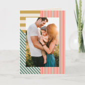 Moderne Gemengde Strepen Een Foto Kerst Feestdagen Kaart (Voorkant)