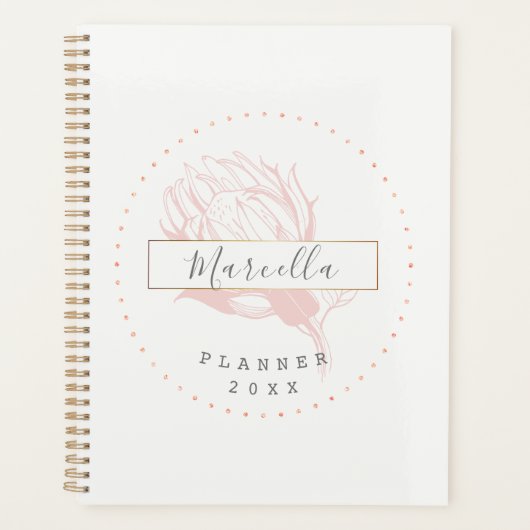 Moderne gemerkte roze bloemen planner (Voorkant)