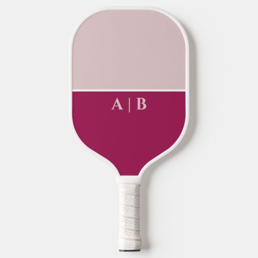 Moderne gemonogrammeerde initialen roze pickleball paddle (Voorkant)