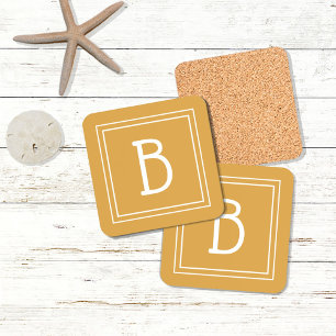 Moderne gemonogrammeerde letter initiaal geel wit  bier onderzetter