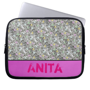 Moderne geologie graniet pasta Stippen elke naam R Laptop Sleeve