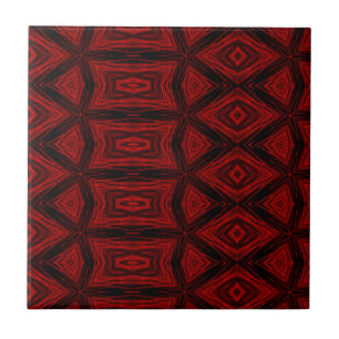 Moderne Geometric Art Pattern Red Black vakantie Tegeltje