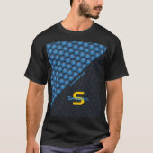 Moderne Geometric Blue Yellow Personalised Name T-shirt (Voorkant)