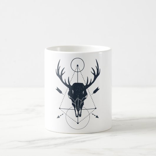 Moderne Geometric Deer Skull Hunters Koffiemok (Center)