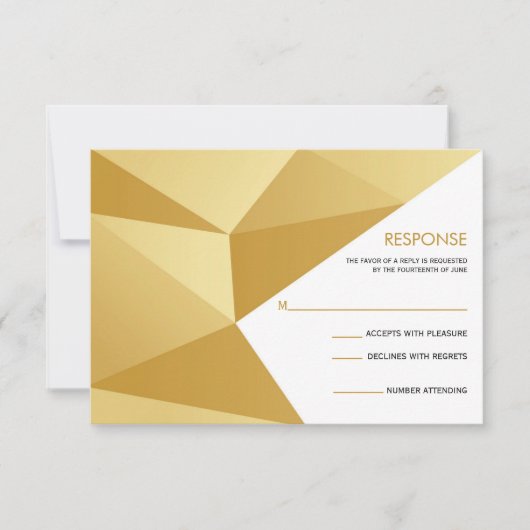 Moderne Geometric Wedding Response Kaart in Gold (Voorkant)