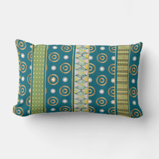 Moderne geometrie met Blauwgroen groene achtergron Kussen