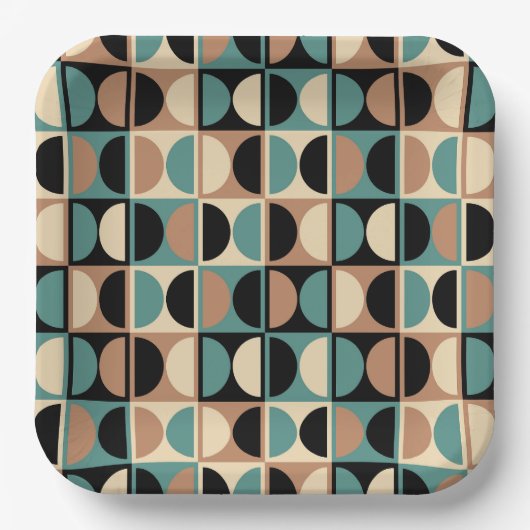 Moderne geometrisch Abstract patroon uit het midde Papieren Bordje (Voorkant)