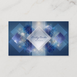 Moderne Geometrische Abstract Blauw & Goud Glitter Visitekaartje