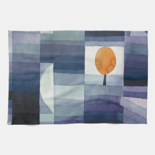 Moderne Geometrische Abstract Blauw Oranje Klee Theedoek