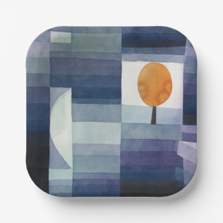 Moderne Geometrische Abstracte Blauwe Oranje Klee Papieren Bordje