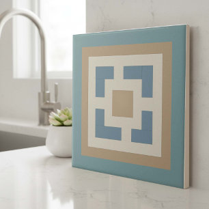 Moderne Geometrische Abstracte Pat#11 Turkoois ID1 Tegeltje