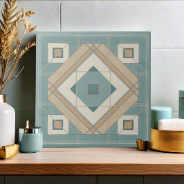 Moderne Geometrische Abstracte Pat#15 Turquoise ID Tegeltje