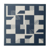 Moderne Geometrische Abstracte Pat#3 Marineblauw I Tegeltje (Voorkant)