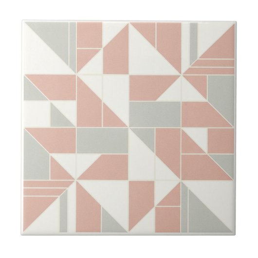 Moderne Geometrische Abstracte Pat#9 Perzik ID1192 Tegeltje (Voorkant)