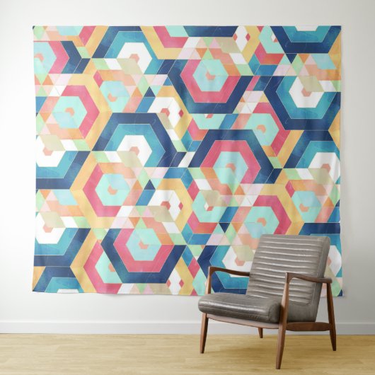 Moderne geometrische abstracte patronen wandkleed (In Situ (horizontaal))