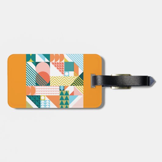 Moderne Geometrische Abstracte Patroon Vet Retro Bagagelabel (Achterkant horizontaal)