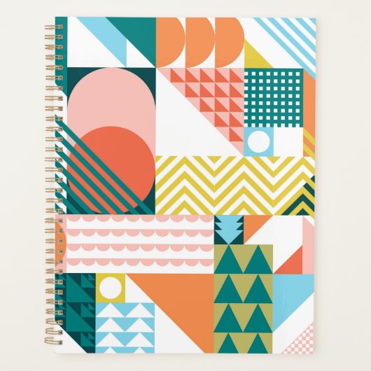 Moderne Geometrische Abstracte Patroon Vet Retro Planner (Voorkant)