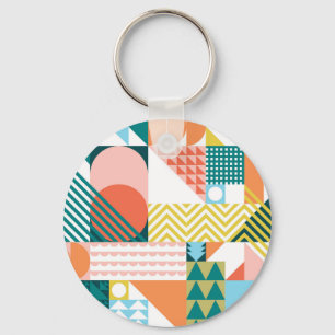 Moderne Geometrische Abstracte Patroon Vet Retro Sleutelhanger