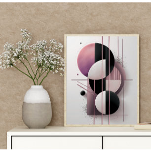 Moderne geometrische Abstracte roze elegante minim Poster