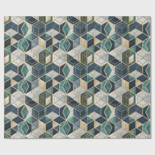 Moderne geometrische abstracte teal & gouden patro cadeaupapier