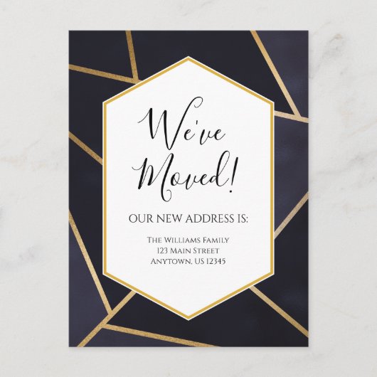 Moderne Geometrische Bewegende Aankondigingskaart Briefkaart (Voorkant)