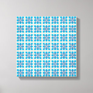 Moderne geometrische blauwe ZEE vierkanten patroon Canvas Afdruk