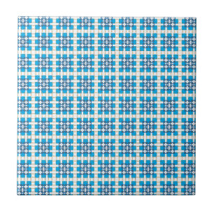 Moderne geometrische blauwe ZEE vierkanten patroon Tegeltje