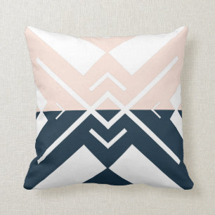 Moderne geometrische blush roze marineblauwe kleur kussen