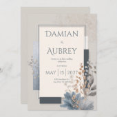 Moderne geometrische botanische bruiloft kaart (Voorkant / Achterkant)