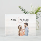 Moderne geometrische bruiloft bespaart de data save the date (Staand voorkant)