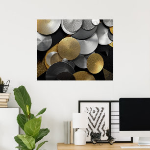 Moderne geometrische cirkels in goud en zilver poster