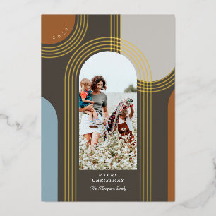 Moderne geometrische concentric Golden Arches 1 Fo Folie Feestdagenkaart