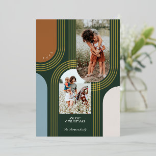 Moderne geometrische concentric Golden Arches 2 fo Folie Feestdagenkaart