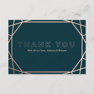 Moderne geometrische diamant vormige bruiloft dank bedankkaart