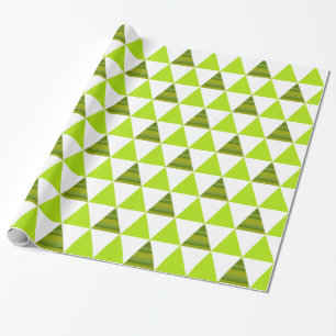 Moderne geometrische driehoeken Groen en wit patro Cadeaupapier