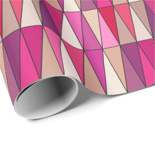 Moderne geometrische driehoeken, Violet, Roze en b Cadeaupapier