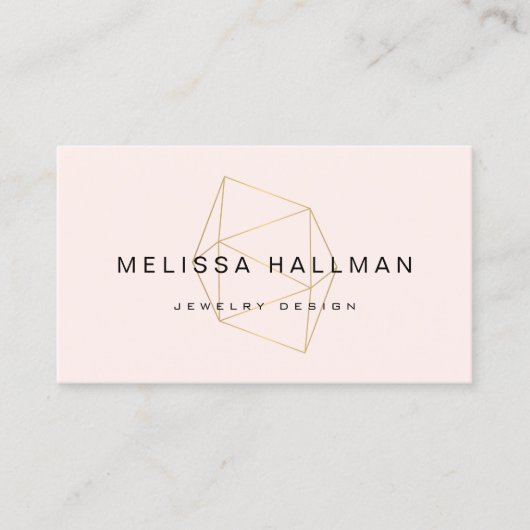 Moderne geometrische edelsteen roze visitekaartje (Voorkant)