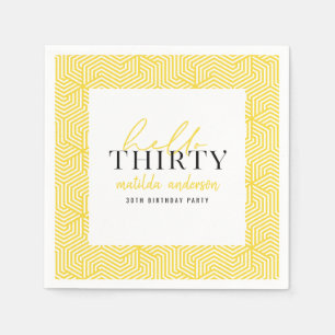 Moderne geometrische en script 30e verjaardag servet
