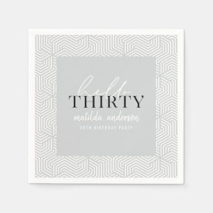 Moderne geometrische en script 30e verjaardag servet
